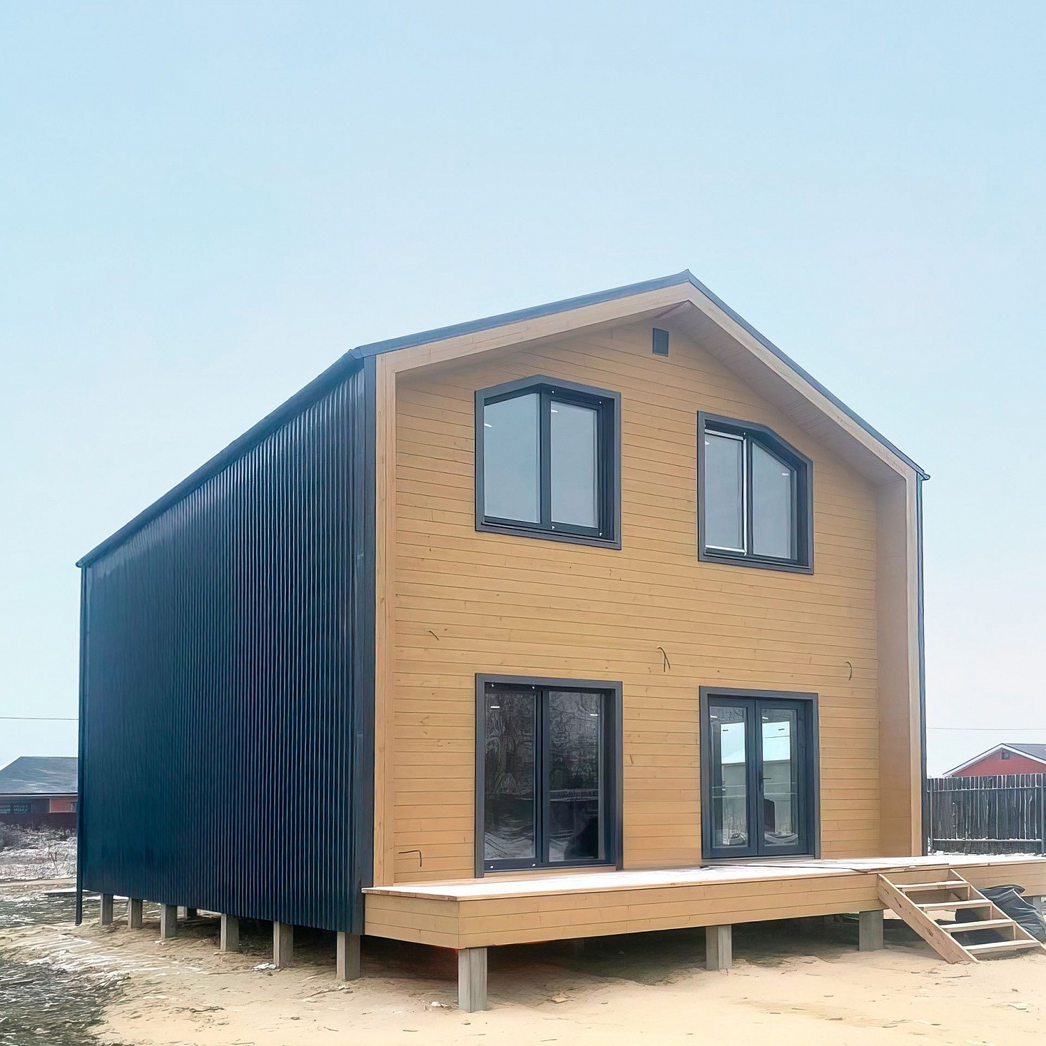Каркасный барнхаус с патио 13 м2
