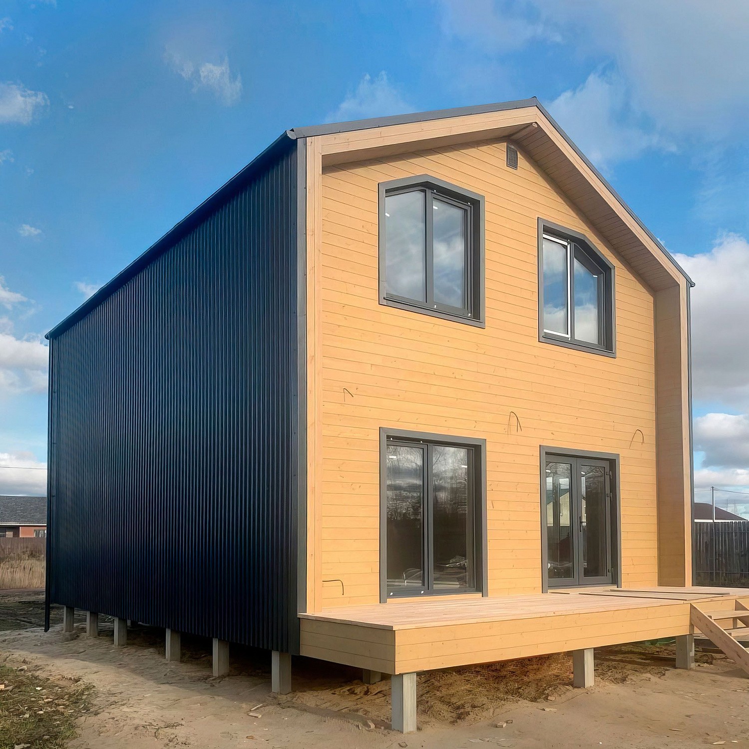 Каркасный барнхаус с патио 13 м2